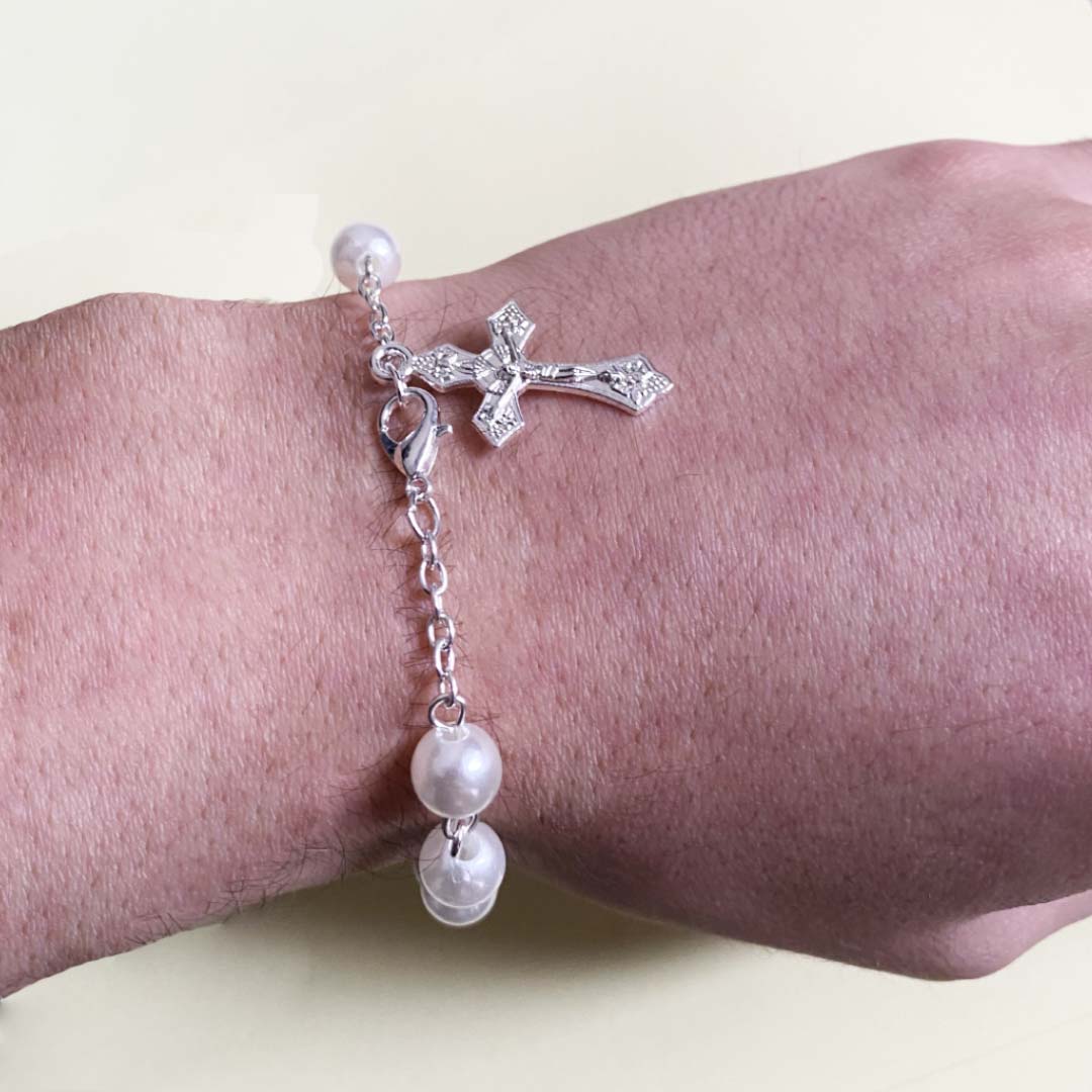 Jubiläums-Rosenkranz-Dekadenarmband mit großen Perlen von 2025